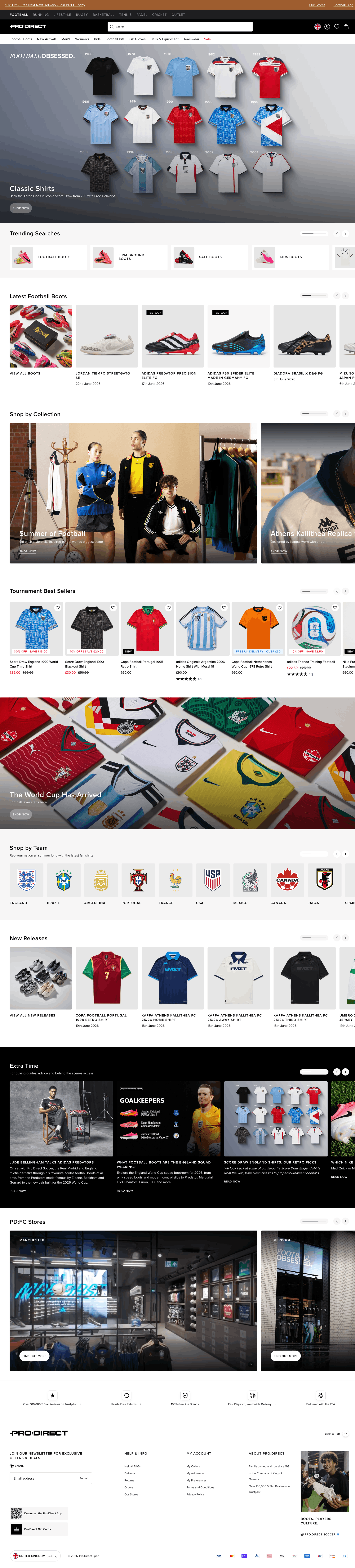 Pro:Direct Sport football storefront